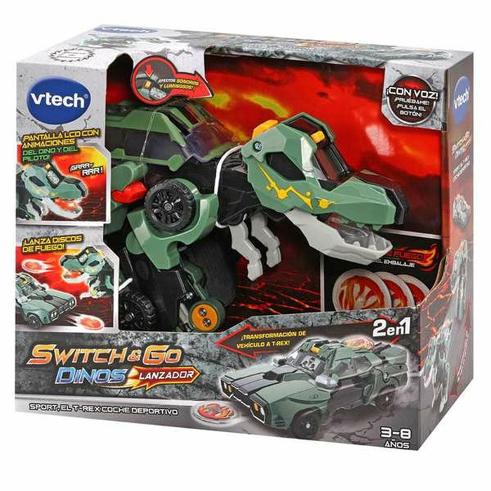 Super Robot Transformable Switch & Go Dinos Sport T-Rex Coche Dinosaurio 22 x 10 cm Sonido