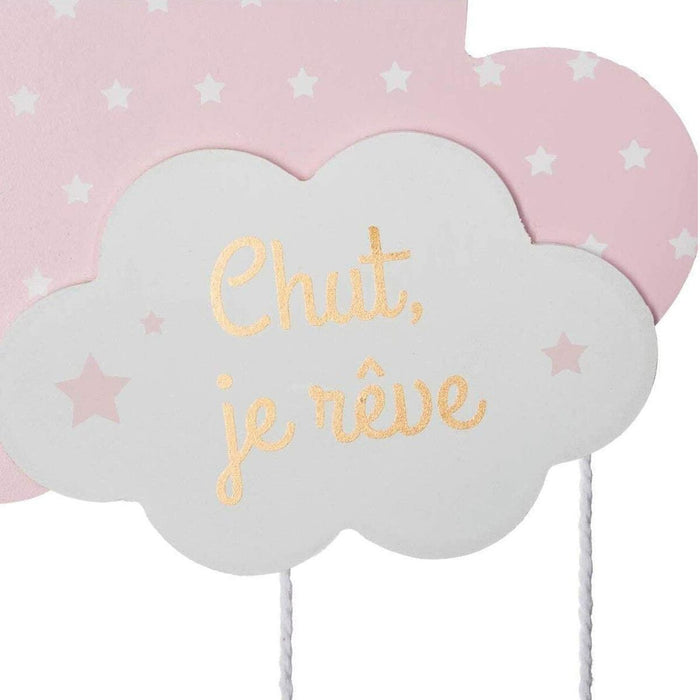 Carrusel para Cuna Atmosphera Nubes Rosa Madera MDF