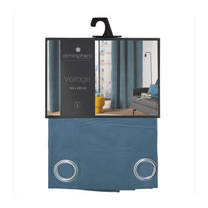Atmosphera Lilou Blue Polyester Curtain (140 x 260 cm)