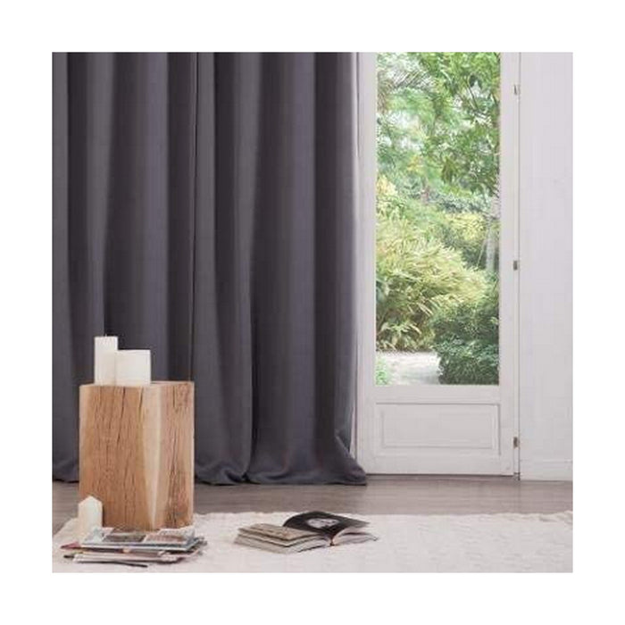 Atmosphera Curtains Opaque Gray Polyester 2 Units (135 x 240 cm)