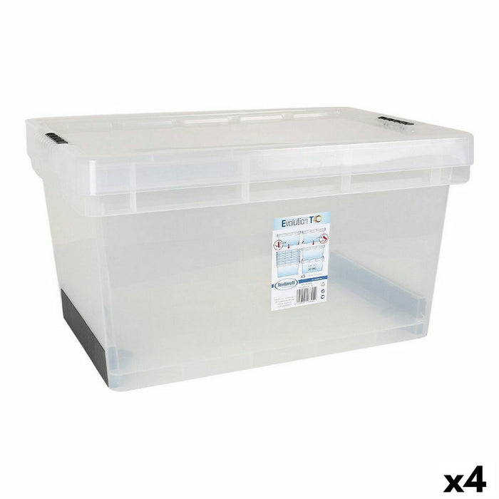 Evolution Transparent Storage Box with Lid 57 x 39 x 31 cm (4 Units) (60 x 40 x 30 cm)