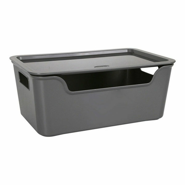 Bella Anthracite Storage Box with Lid 28 x 17.9 x 11.2 cm (12 Units) (28 x 18 x 11 cm)