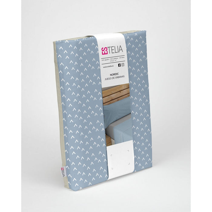 Juego de Sábanas Alexandra House Living Estelia Azul Cama de 200 4 Piezas