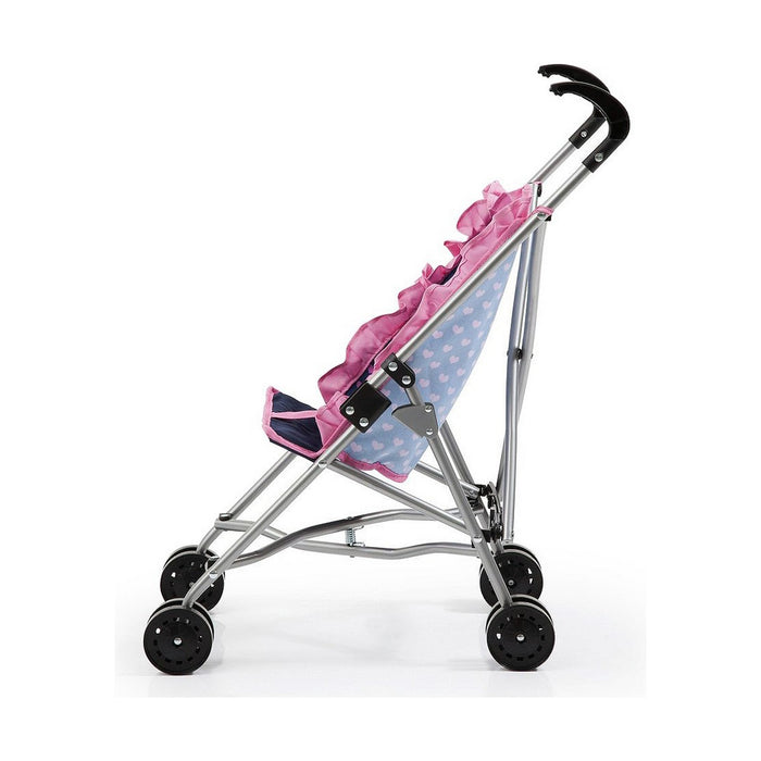 Carrito para Muñecas Reig Paraguas Azul Rosa Lunares