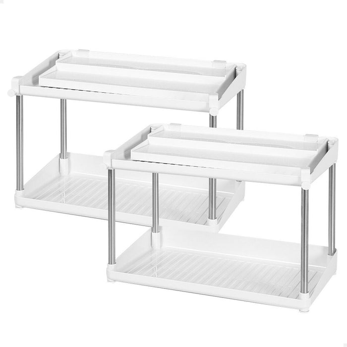 Max Home White 2-Shelf Kitchen Cabinet Organizer, 2 Units, 37.5 x 25.5 x 19 cm