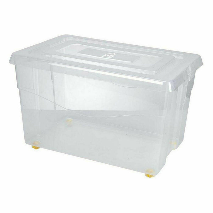 Caja de Almacenamiento con Ruedas Con Tapa Transparente 60 L (6 Unidades)