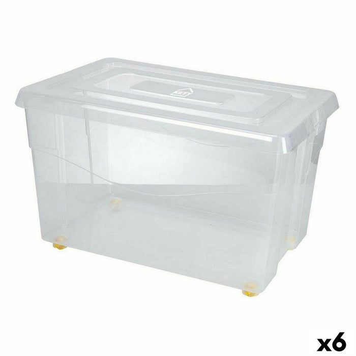 Caja de Almacenamiento con Ruedas Con Tapa Transparente 60 L (6 Unidades)