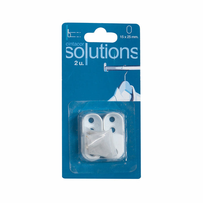 Soporte para barra de armario Stor Planet Cintacor Blanco Ovalada 15 x 25 mm (2 Unidades)