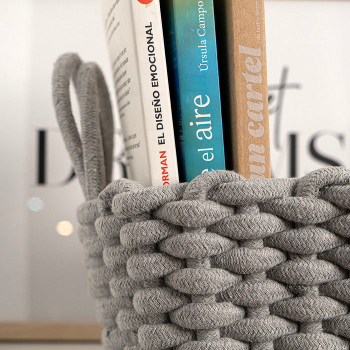 Cesta Decorativa Vinthera Moa Gris Algodón 35 x 25 x 13 cm