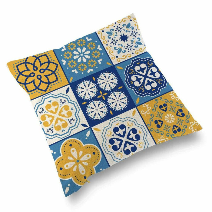 Versa Mosaic Yellow Polyester Filled Cushion (15 x 45 x 45 cm)