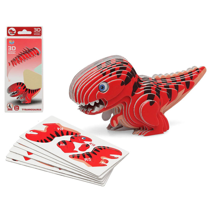 3D Dino Puzzle 18 x 8 cm Red