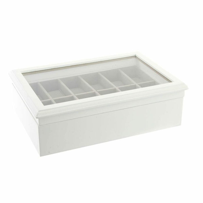 DKD Home Decor 102182 Watch Jewelry Box 28 x 19 x 9 cm White Glass MDF Wood