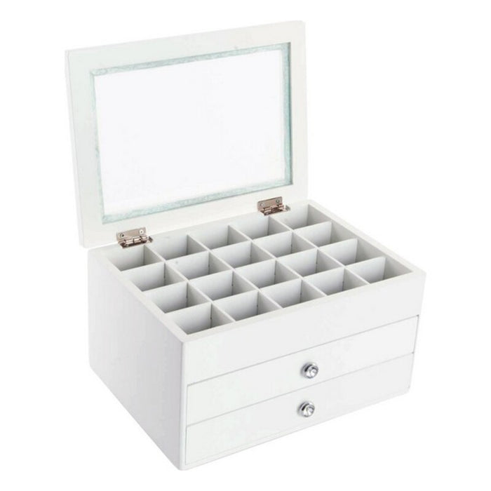 DKD Home Decor Jewelry Box White Glass MDF Wood 25 x 19 x 15 cm
