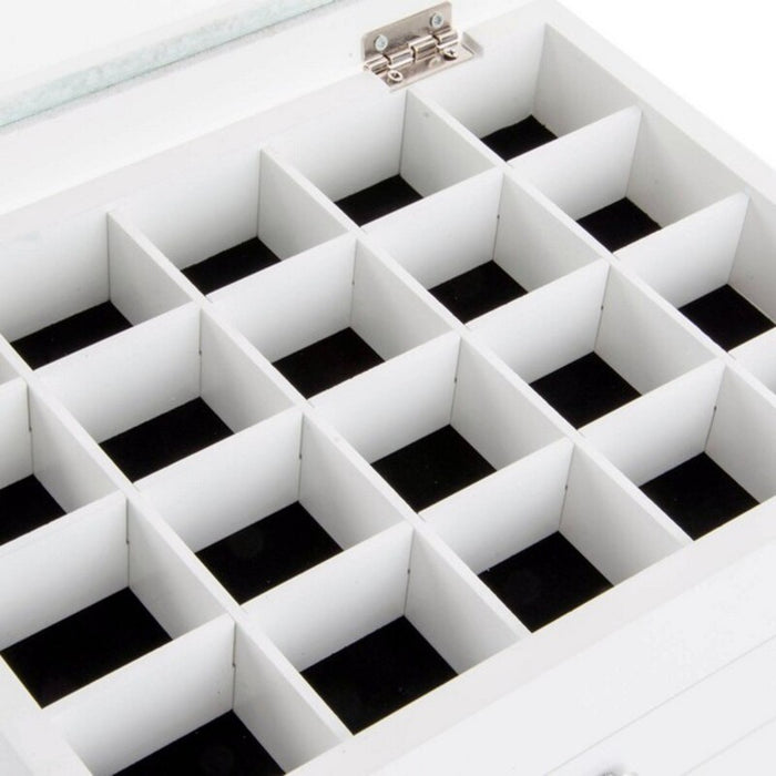 DKD Home Decor Jewelry Box White Glass MDF Wood 25 x 19 x 15 cm