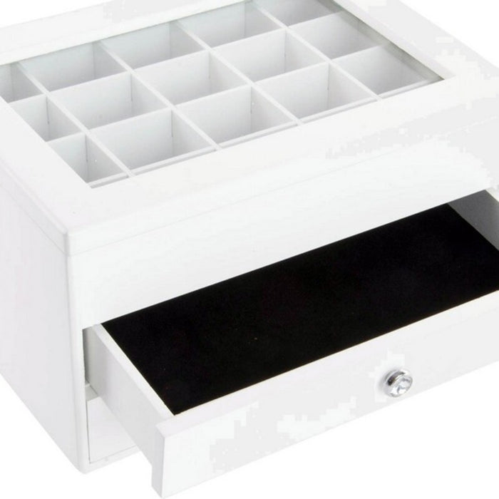 DKD Home Decor Jewelry Box White Glass MDF Wood 25 x 19 x 15 cm
