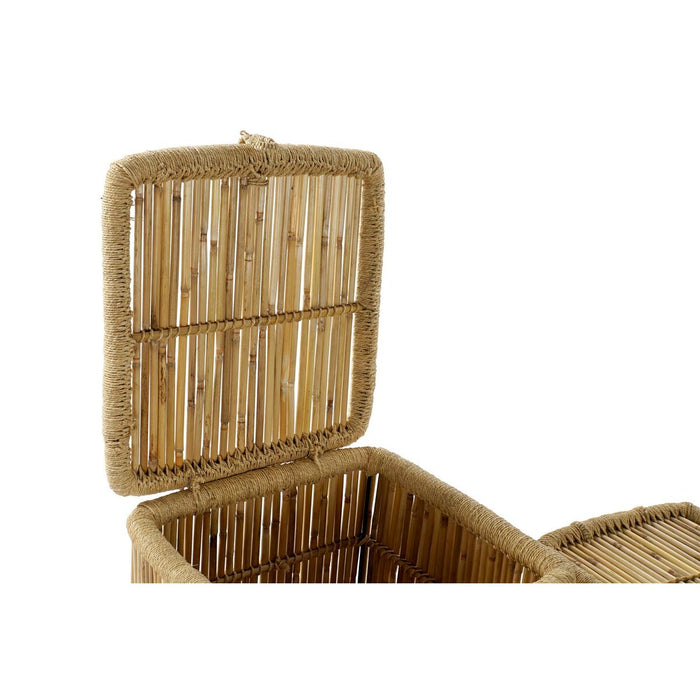 DKD Home Decor Natural Bamboo Rope Basket Set (46 x 46 x 55 cm)