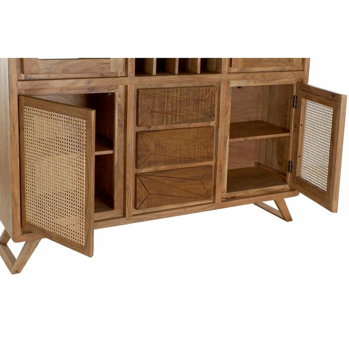 DKD Home Decor Brown Glass Display Case with Acacia Rattan (160 x 41 x 153 cm)