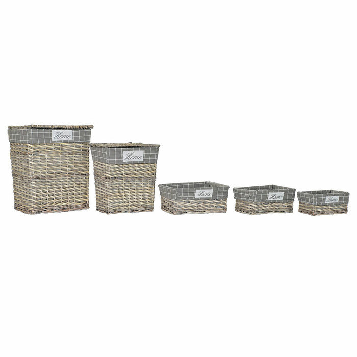 DKD Home Decor Polyester Wicker Traditional Basket Set (47 x 34 x 55 cm) (5 pcs)