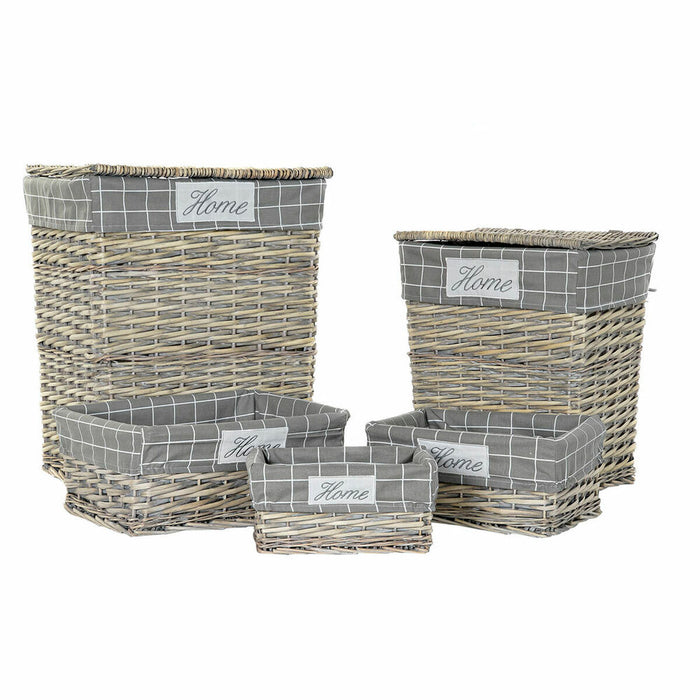 DKD Home Decor Polyester Wicker Traditional Basket Set (47 x 34 x 55 cm) (5 pcs)