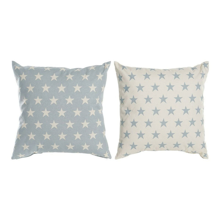 DKD Home Decor Blue Cushion 60 x 10 x 60 cm White Stars (2 Units)