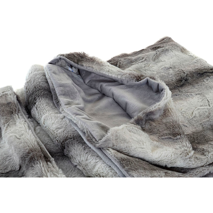 DKD Home Decor Animal Blanket 150 x 200 x 2 cm Grey White Bicolor Mountain