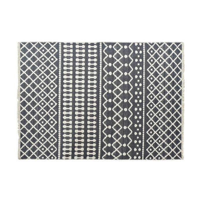 Alfombra DKD Home Decor Blanco Poliéster Algodón Gris oscuro (160 x 230 x 1 cm)