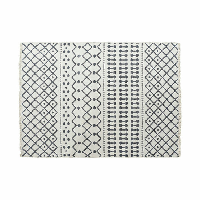 Alfombra DKD Home Decor Blanco Poliéster Algodón Gris oscuro (160 x 230 x 1 cm)