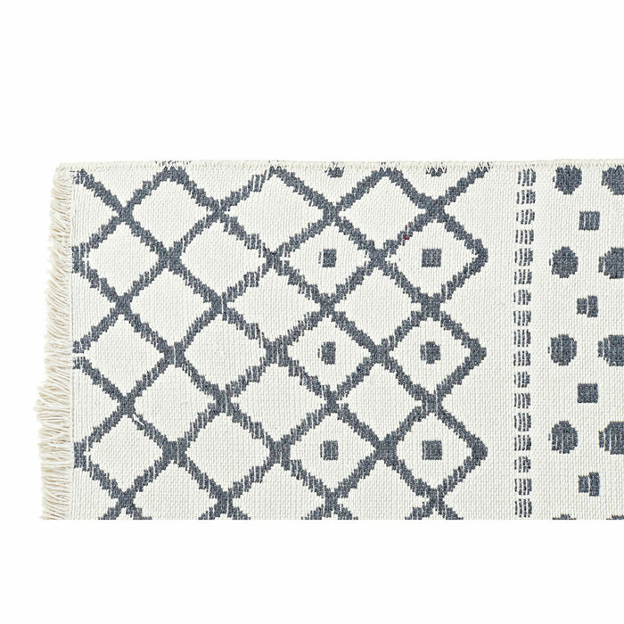 DKD Home Decor White Polyester Cotton Dark Grey Rug (200 x 290 x 1 cm)