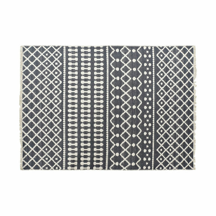 DKD Home Decor White Polyester Cotton Dark Grey Rug (200 x 290 x 1 cm)