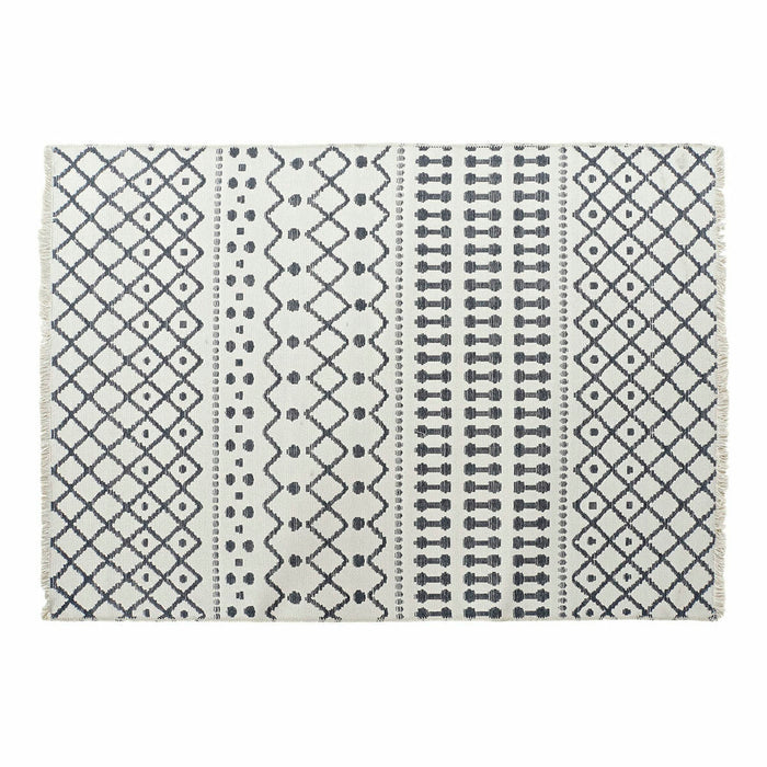 DKD Home Decor White Polyester Cotton Dark Grey Rug (200 x 290 x 1 cm)