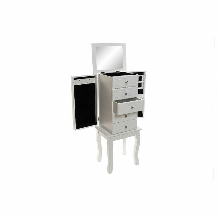 Joyero de Pie DKD Home Decor Blanco Multicolor Madera Espejo Madera MDF 37 x 27 x 90 cm