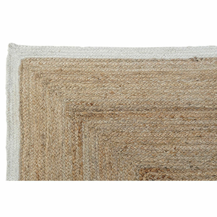 DKD Home Decor Scandi Polyester Cotton White Light Brown Jute Rug 120 x 180 x 1 cm