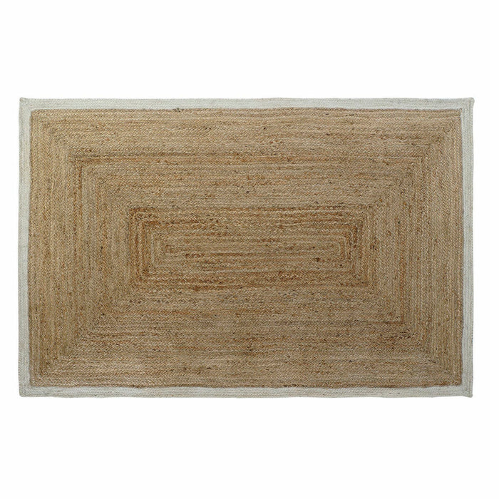 DKD Home Decor Scandi Polyester Cotton White Light Brown Jute Rug 120 x 180 x 1 cm