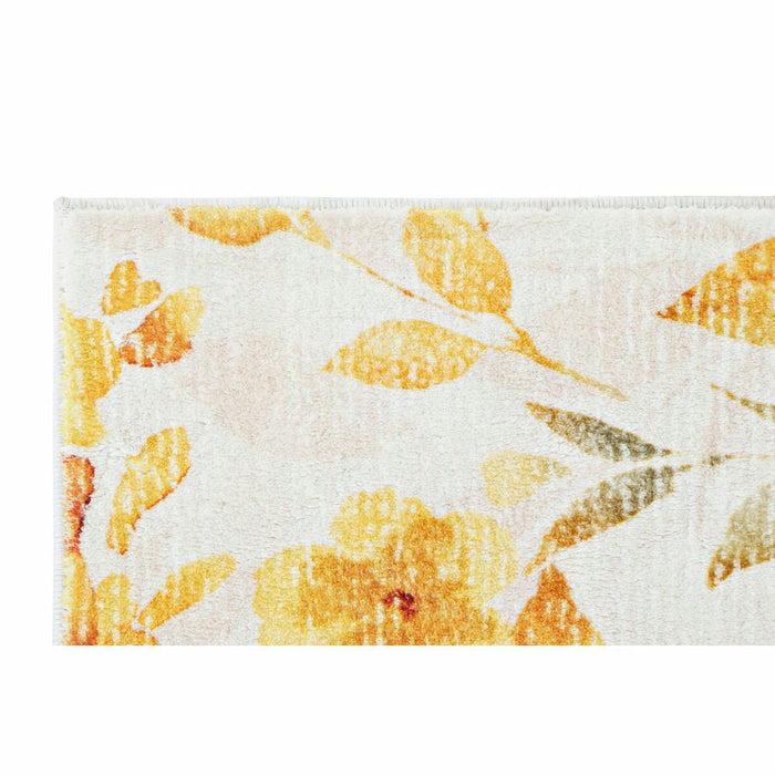 Alfombra DKD Home Decor Amarillo Blanco Poliéster Algodón Flores (120 x 180 x 0.5 cm)
