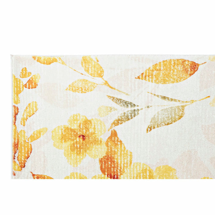 Alfombra DKD Home Decor Amarillo Blanco Poliéster Algodón Flores (200 x 290 x 0.5 cm)