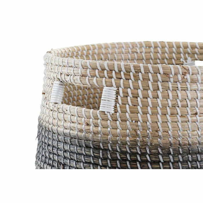 DKD Home Decor Natural Grey Seagrass Basket Set (3 pcs) (37 x 37 x 40 cm)