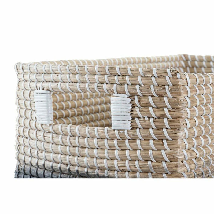Basket DKD Home Decor Black Natural Seagrass Boho 48 x 28 x 31 cm