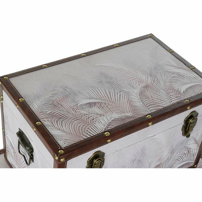 DKD Home Decor Tropical MDF Canvas Trunk Set (59.5 x 34 x 34 cm)