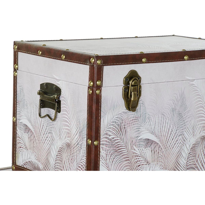 DKD Home Decor Tropical MDF Canvas Trunk Set (59.5 x 34 x 34 cm)