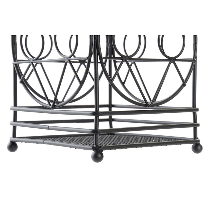 DKD Home Decor Cutlery Drainer Black Geometric Metal 12 x 12 x 20 cm