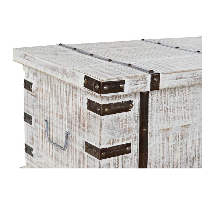 DKD Home Decor Chest White Metal Mango Wood (116 x 40 x 45 cm)