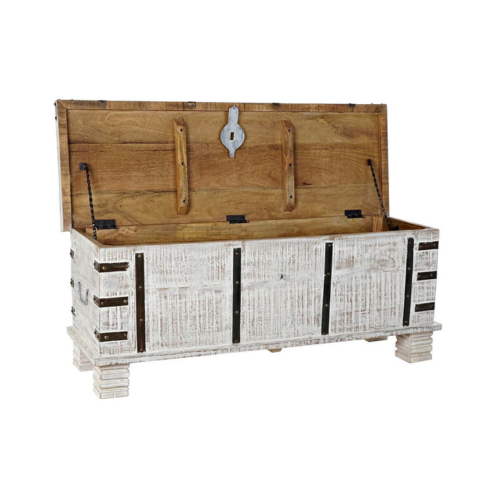 DKD Home Decor Chest White Metal Mango Wood (116 x 40 x 45 cm)