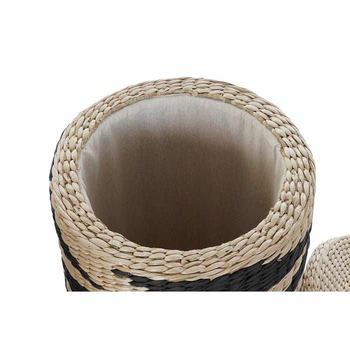 Cesto para la Ropa Sucia DKD Home Decor Negro Natural Madera MDF 41 x 41 x 51 cm