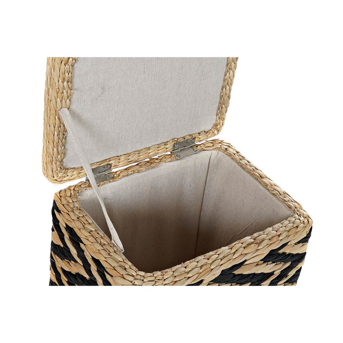 DKD Home Decor Natural Black Colonial Polyester Fiber Laundry Basket (43 x 32 x 50.5 cm)
