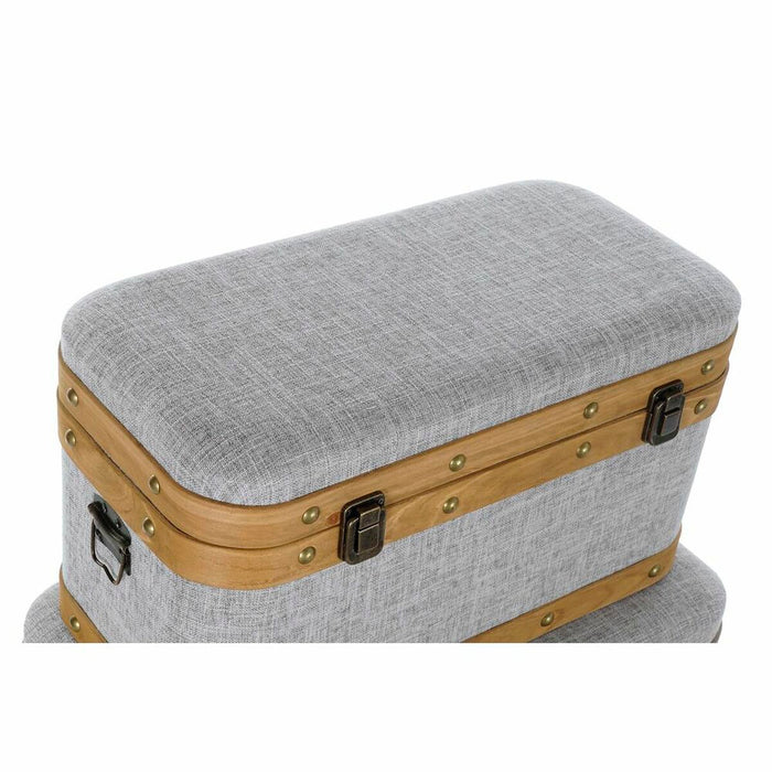 DKD Home Decor Trunk Set 60 x 36 x 34 cm Natural Grey Wood