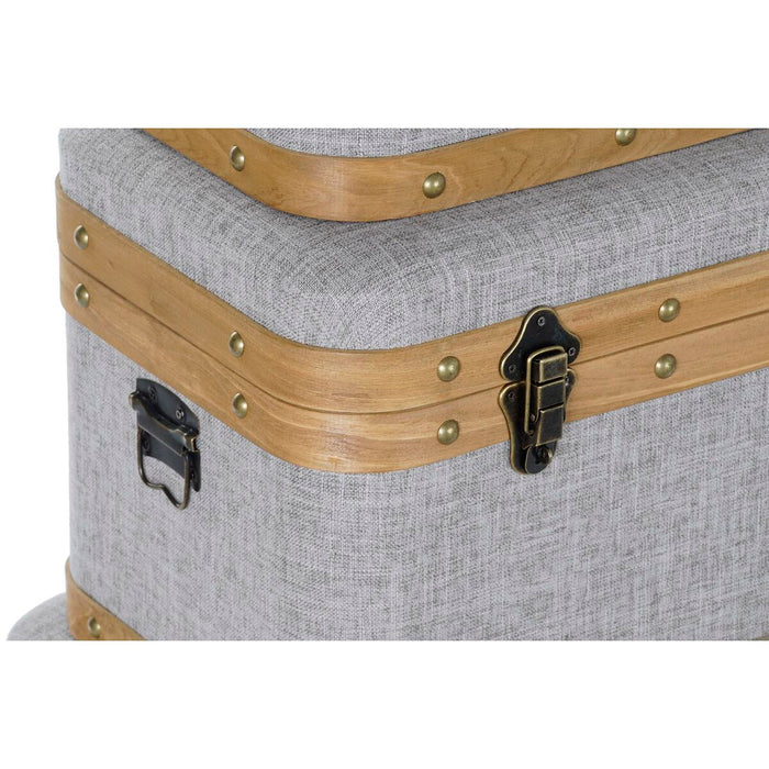 DKD Home Decor Trunk Set 60 x 36 x 34 cm Natural Grey Wood