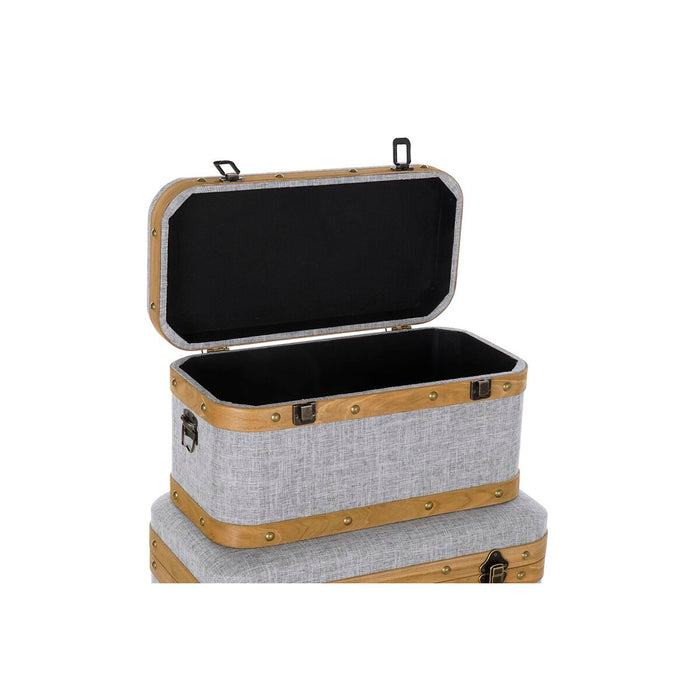 DKD Home Decor Trunk Set 60 x 36 x 34 cm Natural Grey Wood
