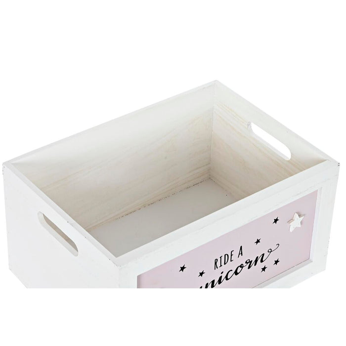 Juego de Cestos DKD Home Decor Amarillo Blanco Gris Rosa Madera de Paulonia Infantil 40 x 30 x 55 cm (5 Piezas) (5 Unidades)
