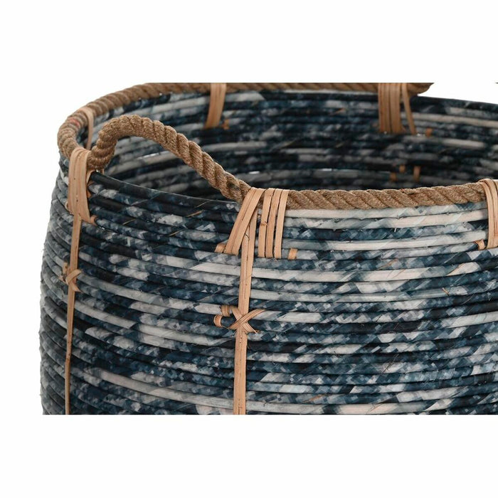 DKD Home Decor Basket Set White Black Boho 56 x 56 x 60 cm 52 x 52 x 60 cm Plastic 3 Pieces