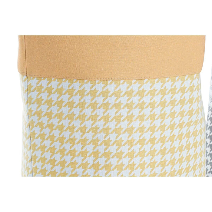 DKD Home Decor Houndstooth Laundry Basket Metal Yellow Blue Grey Multicolour 30 x 40 cm 40 x 40 x 60 cm (3 Units)